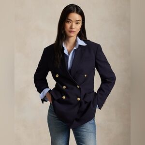Polo Ralph Lauren Double-Breasted Wool-Blend Blazer XS Small 2 4 Navy old money